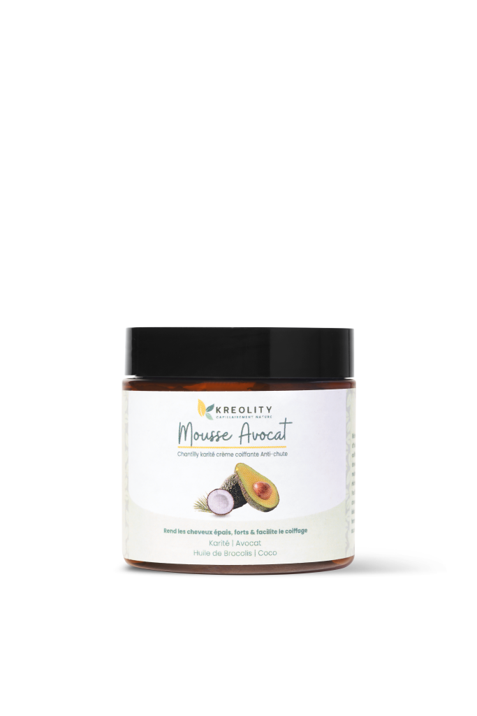 Crème coiffante naturelle Kreolity Mousse Avocat pour cheveux crépus,